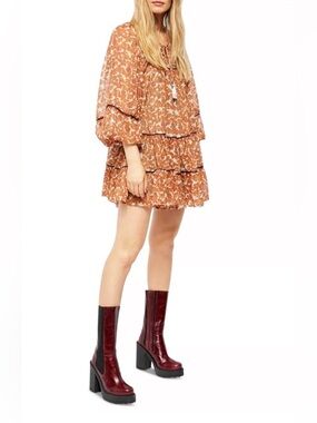Free People Swinging Mini Tiered Dress Medium
